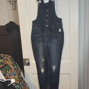 No Boundaries Dark Blue Straight Leg Jeans Overalls